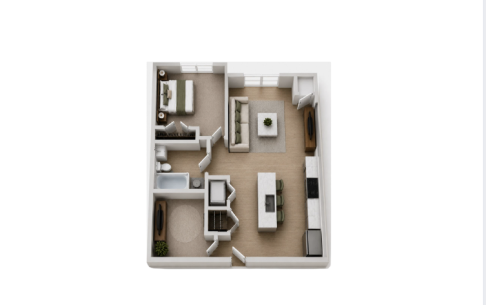 Clara - 1 bedroom floorplan layout with 1 bathroom and 825 square feet